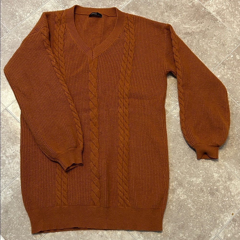 Women’s XL Brown Cable Knit Sweaterdress